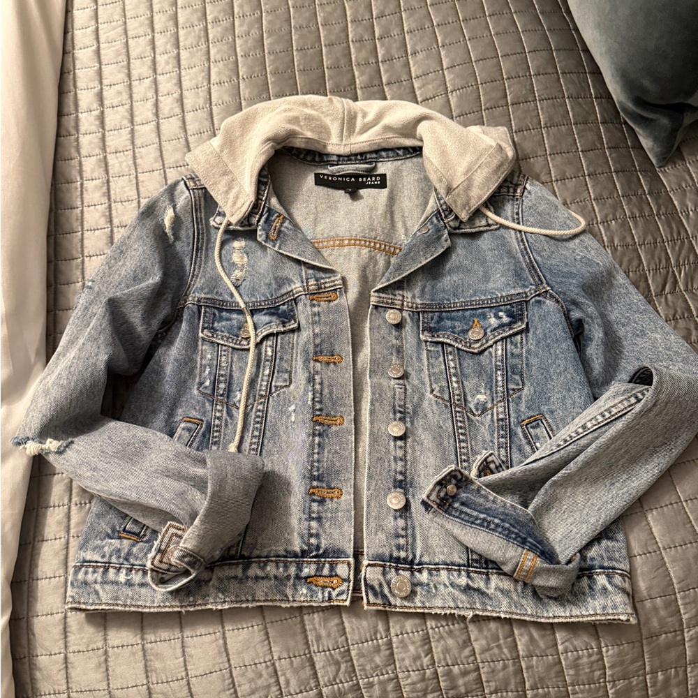 Veronica Beard NWOT Blue Mist Hooded Denim Jacket